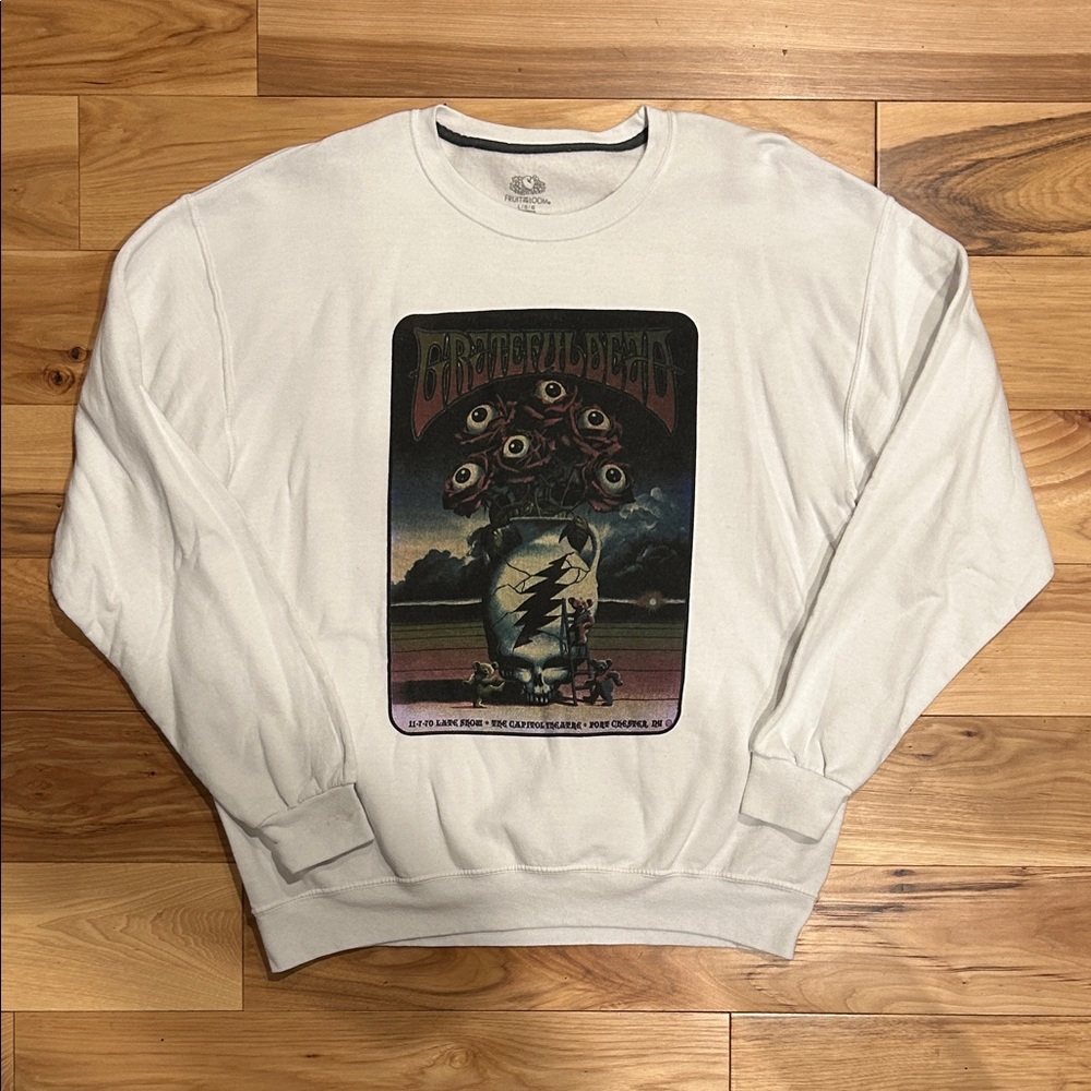 Grateful Dead Sweatshirt - White - Fruit of the Loom - size Large